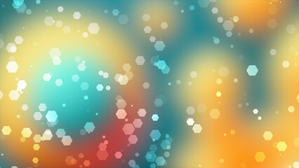 Colorful hexagon shapes particles futuristic geometrical background