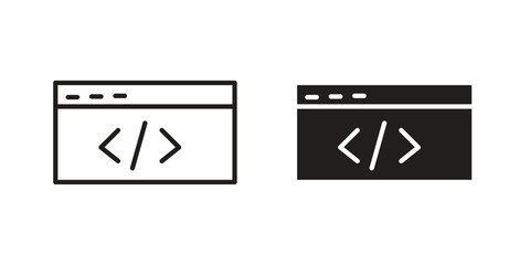 Fototapeta premium Web Code icon line style graphic design .editable vectors.