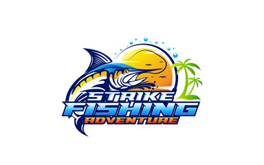 Obraz premium Illustration vector graphic of a fishing logo design template