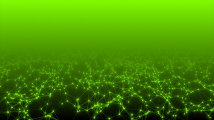 Lime green color 3d lines and dots mesh futuristic plexus background