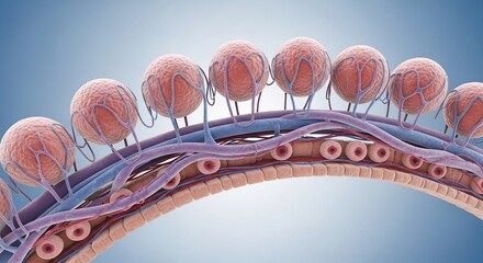 Detailed Illustration of Egg Cells and Fallopian Tube in Human Reproductive System