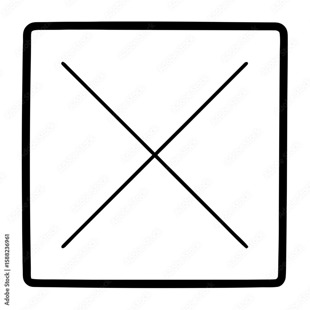 Poster a simple geometric minimalist design features a square border accented with thin cross diagonal line