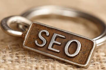 Close Up of an SEO Keychain with Rustic Charm