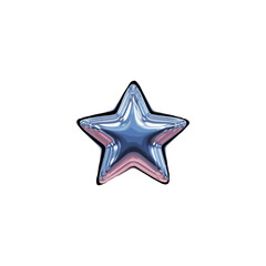 A lustrous, five-pointed star with a metallic, blue-pink gradient sheen.