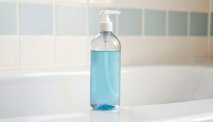 Blue Liquid Soap Dispenser Bathtub Tiles