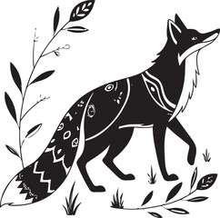 Vibrant alebrije fox with intricate tribal decorations isolated on transparent background