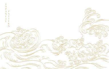 Japanese background with line ocean sea pattern vector. Abstract template with wave pattern. Mountain layout design in oriental style