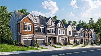 Housing Community with Modern Homes and Family-Friendly Atmosphere in Suburban Neighborhood