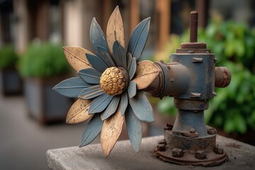 Metal Art Sculpture Featuring Abstract Curves and Textures
