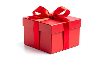 Obraz premium A red gift box with a red ribbon bow