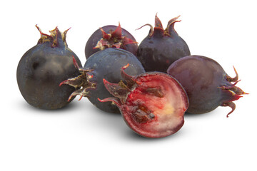 Freshly picked ripe serviceberries, isolated on transparent background.