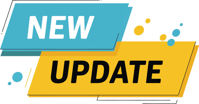 A graphic displaying the words new and update in a modern design style