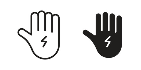 Hand with Power icon line style graphic design .editable vectors.