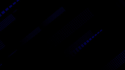 Blue color digital abstract shapes floating diagonally on black background