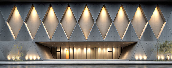 Modern restaurant interior, sleek design with elegant lighting, polished wooden accents, inviting atmosphere for dining.
