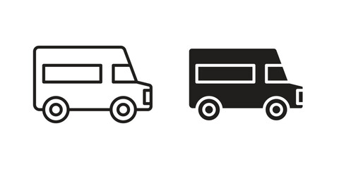 Food truck icon line style graphic design .editable vectors.