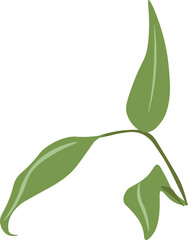 Green leaves with smooth textures and gentle curves in a minimalistic design style