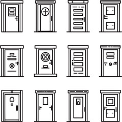 Modern Smart Lock Door Line Drawing Vector Art