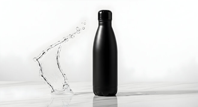 Black Water Bottle with Splash