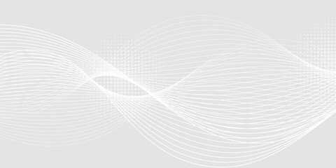 Futuristic gray white abstract background. shining wave lines pattern for banner, wallpaper, cover. Vector illustration