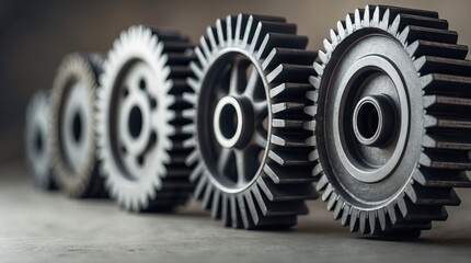 Mechanical Gears in a Row &mdash; Precision, Power, and Engineering Harmony