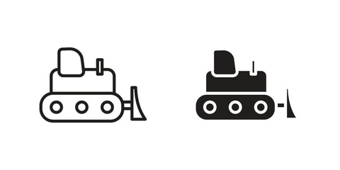 Bulldozer icon line style graphic design .editable vectors.