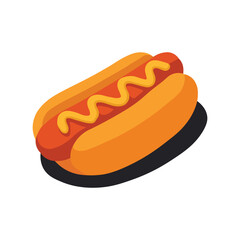 Illustration Vector Graphic Cartoon of a Delicious Hot Dog with Mustard 