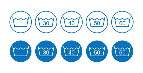 Round Blue Washing Icon Set