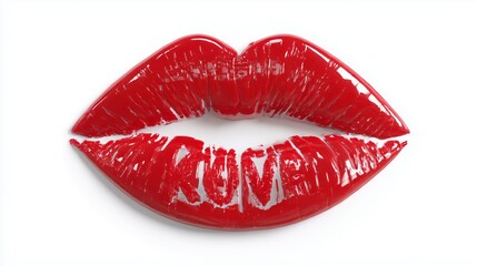 Glossy red kiss mark highlighting beauty and allure with vibrant, smooth texture on a clean background