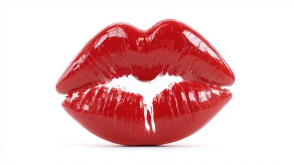 Glossy red kiss mark showcasing bold lips with a vibrant finish for expressing love and passion in any setting