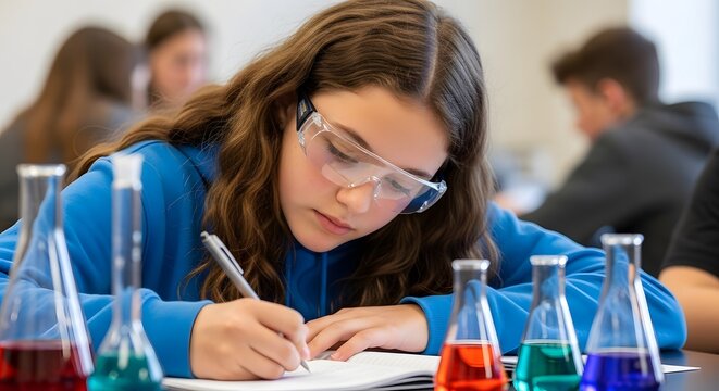 Female Scientist in Lab – School Science Class