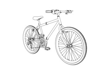 Custom Folding Bike Line Art: Extended vs. Compact. Showcasing versatile urban mobility and eco-friendly transport design with detailed technical drawing for space-saving solutions.