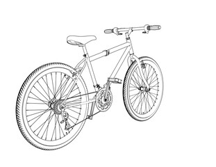 Fototapeta premium Custom Folding Bike Line Art: Extended vs. Compact. Showcasing versatile urban mobility and eco-friendly transport design with detailed technical drawing for space-saving solutions.