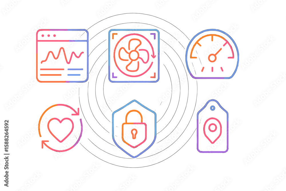 Poster visual representation of data monitoring and security in technology systems