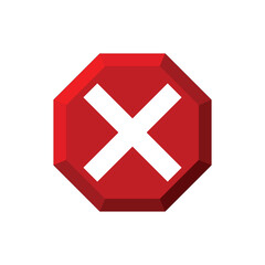 Obraz premium Red Hexagon Alert Button