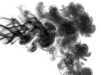 Fototapeta premium Swirling plumes of dark smoke rising and mixing in the air
