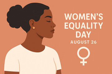 Women’s Equality Day August 26 Poster with Confident Woman and Symbol
