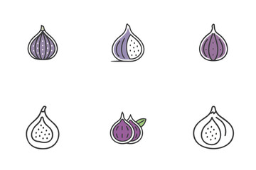Fig icon set for blogs, websites, clipart, fruit, healthy eating, nutrition, menu, educational and awareness materials, presentations