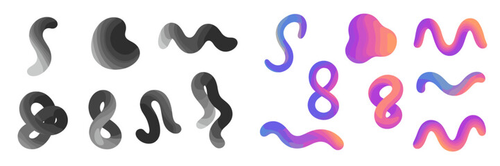 Colorful and abstract shapes with smooth curves, ideal for modern design and creative projects in various applications