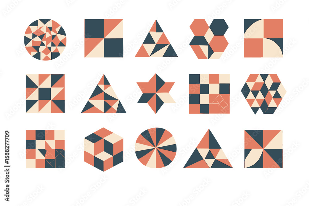 Poster geometric shapes and patterns displayed in a vibrant design showcasing creativity and artistic expre