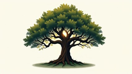 Majestic tree with sunlight shining through its canopy.