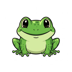 Obraz premium Cute Cartoon Smiling Frog on White Background