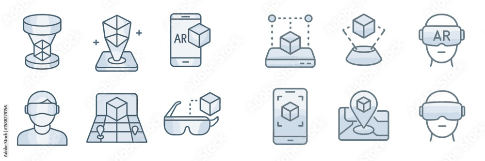 Poster exploring augmented reality and virtual reality technology through various interactive experiences a