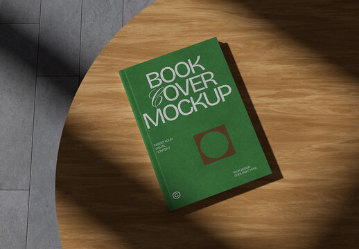 Book Cover on Table Mockup