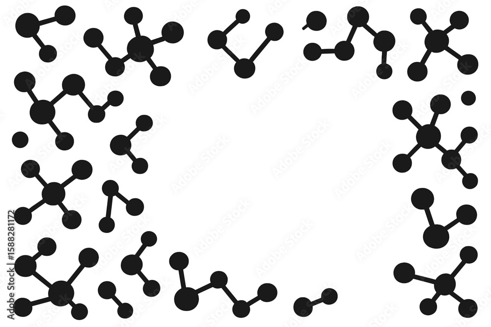 Aufkleber abstract representation of molecular structures in a dynamic pattern on a white background during a 