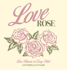 Rose tattoo design. Rose flower with eternal love . print design for apparel, stickers, posters and background. Vintage floral print vector artwork for t shirt and others