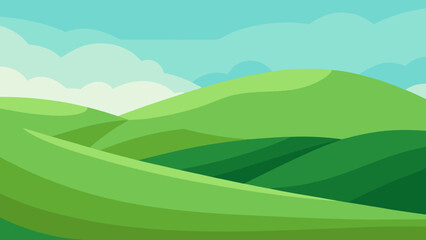 Obraz premium Sunlit Grass and Distant Green Hills Scene