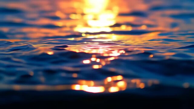 Sunset water surface reflections
