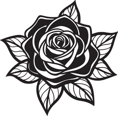 Elegant Rose Silhouette Vector | Floral Clipart for Romantic & Vintage Designs