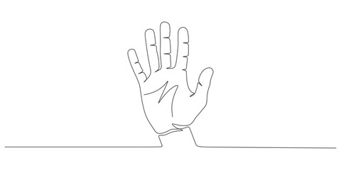 vector illustration design of a continuous line waving hand